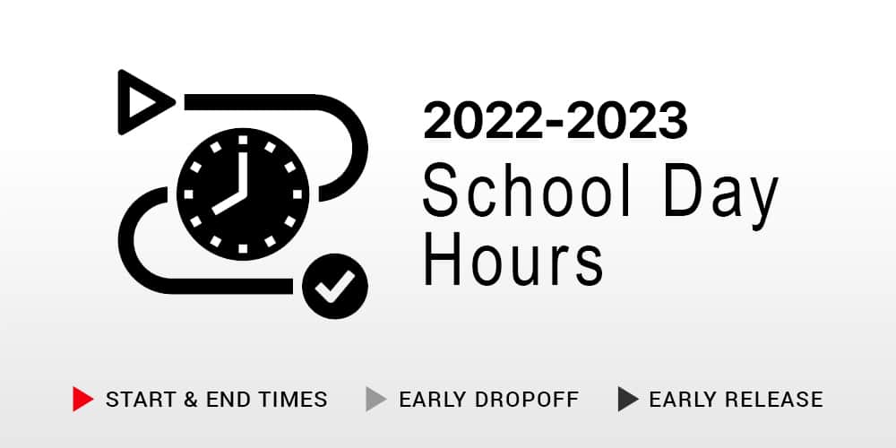 2022-23 School Day Hours start finish icon with clock in center